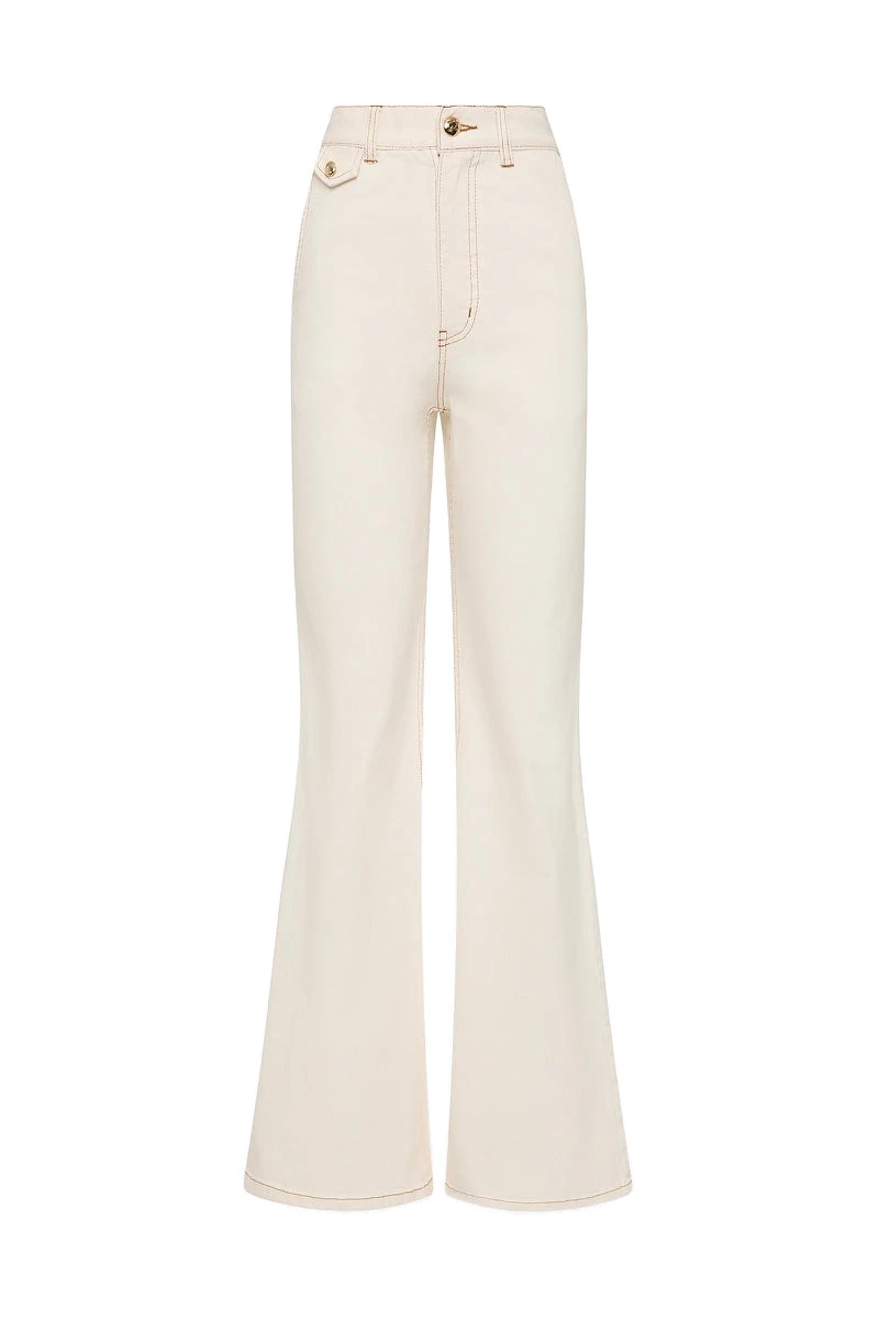 Carla Zampatti Ecru Bootleg Denim Jeans Carla Zampatti Ecru Bootleg Denim Jeans | Denim | Coveti