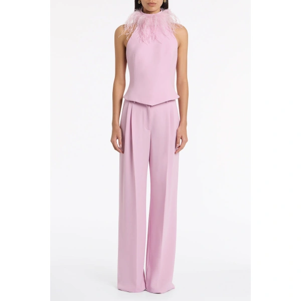 Carla Zampatti Floss Crepe Feather Detail Bodice | Sleeveless & Tank Tops | Coveti