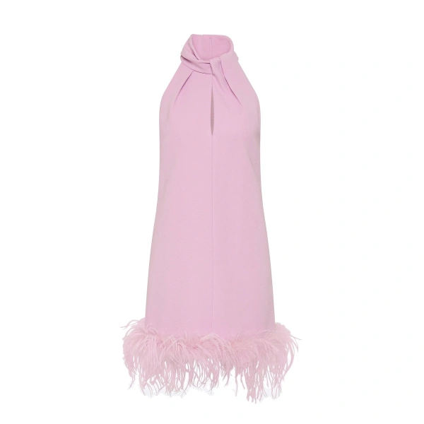 Floss Crepe Feather Mini Dress