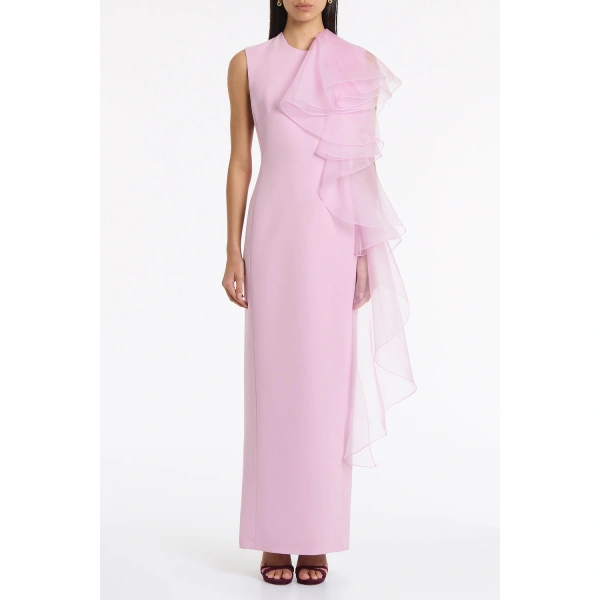 Carla Zampatti Floss Crepe Ruffle Detail Gown | Evening Gowns | Coveti