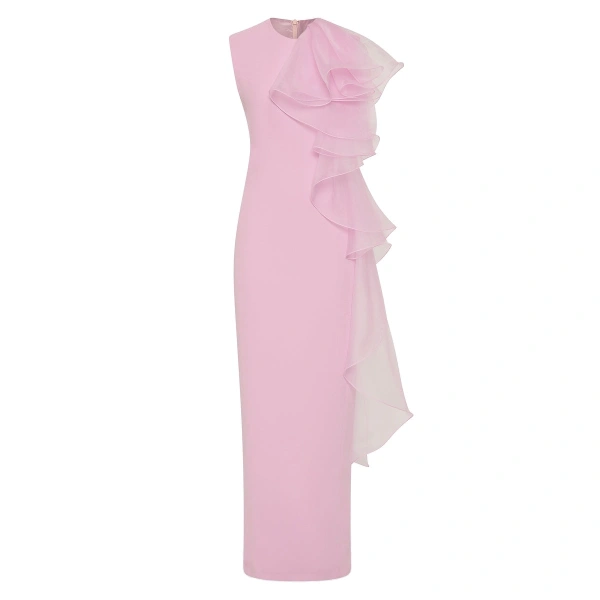 Floss Crepe Ruffle Detail Gown