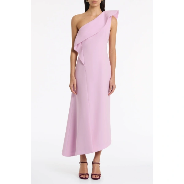 Carla Zampatti Floss Crepe Sculpted One Shoulder Midi Dress | Midi Dresses | Coveti