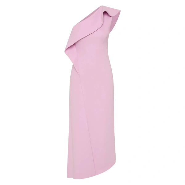 Floss Crepe Sculpted One Shoulder Midi Dress