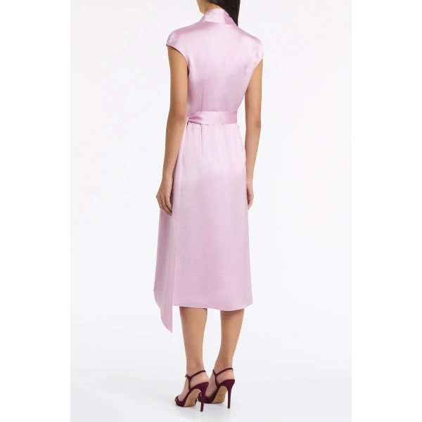 Carla Zampatti Floss Lustre Satin Cap Sleeve Wrap Midi Dress | Midi Dresses | Coveti