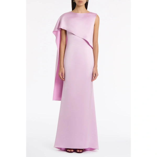 Carla Zampatti Floss Lustre Satin Shoulder Wrap Gown | Evening Gowns | Coveti