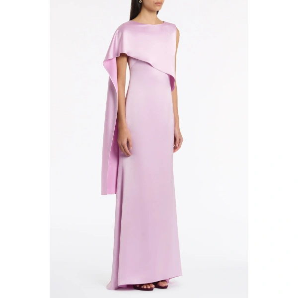 Carla Zampatti Floss Lustre Satin Shoulder Wrap Gown | Evening Gowns | Coveti