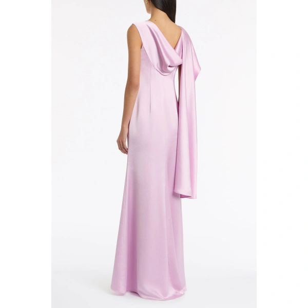 Carla Zampatti Floss Lustre Satin Shoulder Wrap Gown | Evening Gowns | Coveti