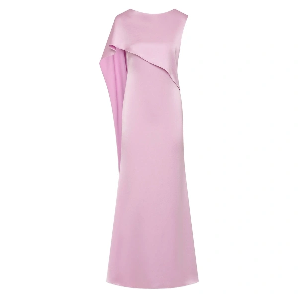 Carla Zampatti Floss Lustre Satin Shoulder Wrap Gown | Evening Gowns | Coveti