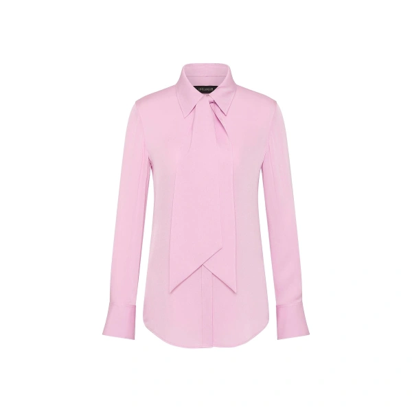 Floss Silk Satin Georgette Scarf Detail Blouse