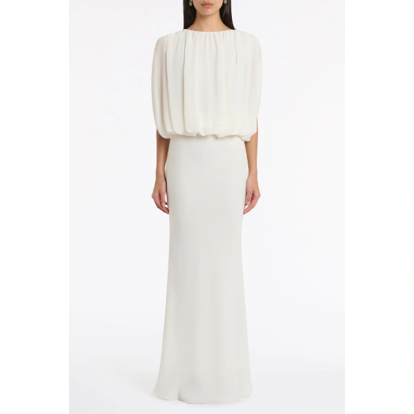 Carla Zampatti Ivory Crepe Bias Fishtail Skirt | Maxi Skirts | Coveti
