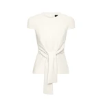 Carla Zampatti Ivory Crepe Cap Sleeve Tie Top | Short Sleeved | Coveti