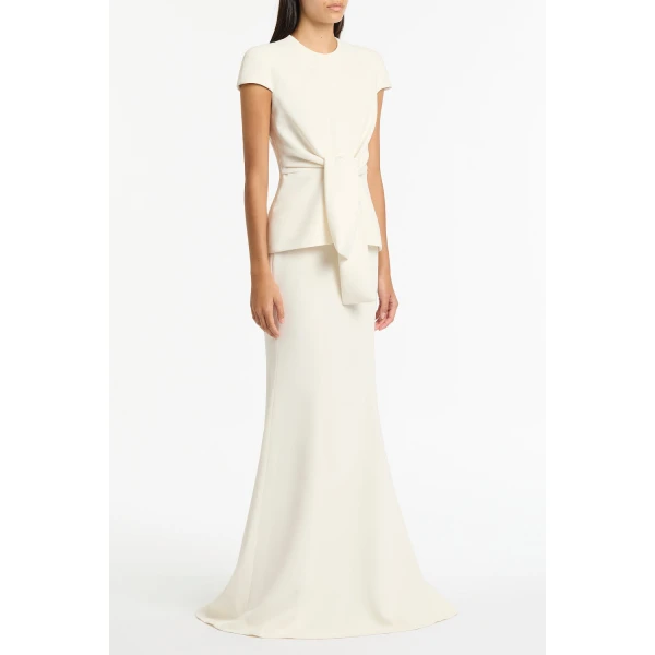 Carla Zampatti Ivory Crepe Cap Sleeve Tie Top | Short Sleeved | Coveti
