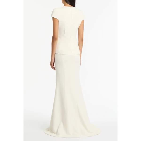 Carla Zampatti Ivory Crepe Cap Sleeve Tie Top | Short Sleeved | Coveti