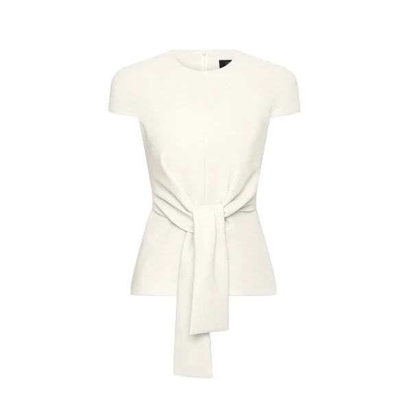 Ivory Crepe Cap Sleeve Tie Top