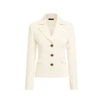 Carla Zampatti Ivory Crepe Fitted Waist Jacket | Blazers | Coveti
