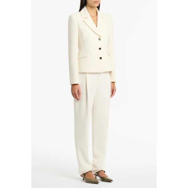 Carla Zampatti Ivory Crepe Fitted Waist Jacket | Blazers | Coveti