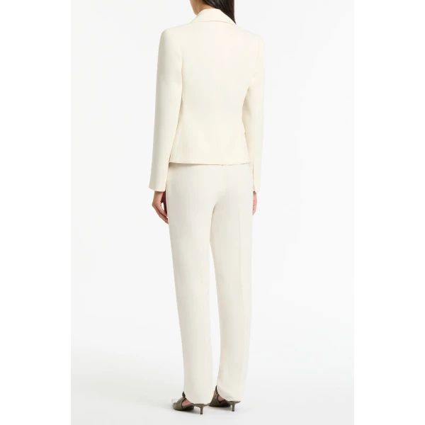 Carla Zampatti Ivory Crepe Fitted Waist Jacket | Blazers | Coveti