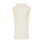 Carla Zampatti Ivory Crepe Folded Collar Tunic | Blouse | Coveti