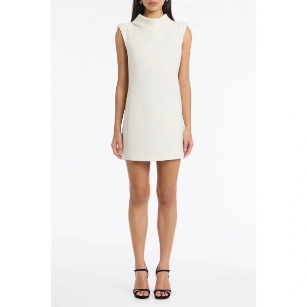 Carla Zampatti Ivory Crepe Folded Collar Tunic | Blouse | Coveti