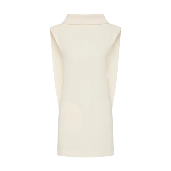 Ivory Crepe Folded Collar Tunic