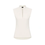 Carla Zampatti Ivory Crepe High Neck Fitted Bodice | Sleeveless & Tank Tops | Coveti