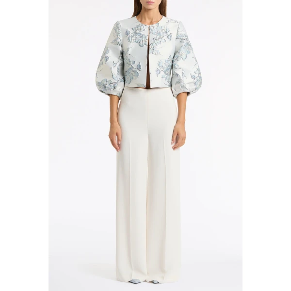 Carla Zampatti Ivory Crepe High Waisted Wide Leg Pant | Wide leg pants | Coveti