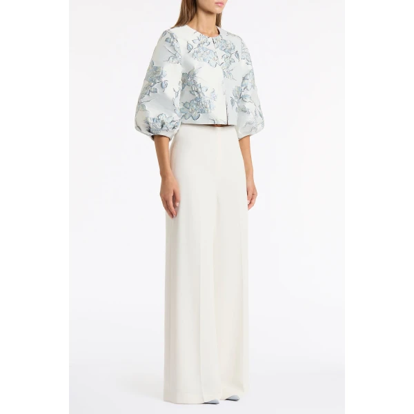 Carla Zampatti Ivory Crepe High Waisted Wide Leg Pant | Wide leg pants | Coveti