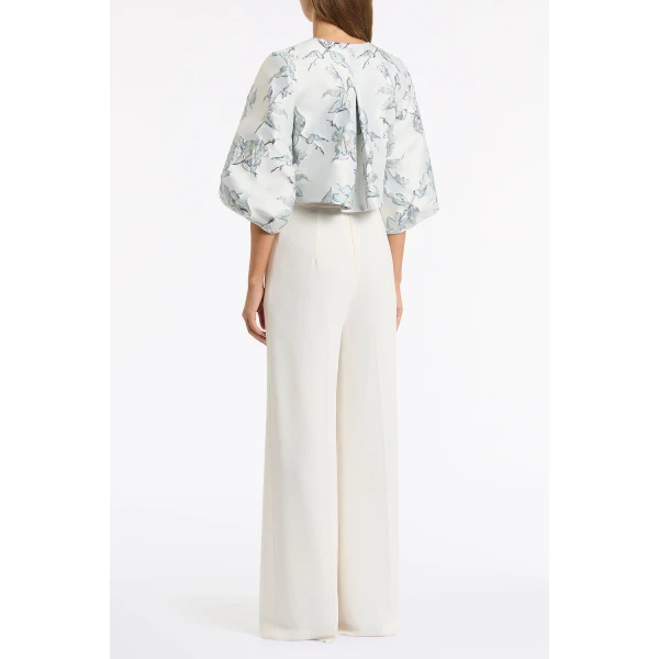 Carla Zampatti Ivory Crepe High Waisted Wide Leg Pant | Wide leg pants | Coveti