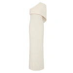 Carla Zampatti Ivory Crepe One Shoulder Cape Gown | Evening Gowns | Coveti