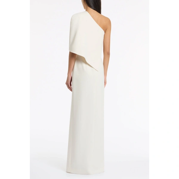 Carla Zampatti Ivory Crepe One Shoulder Cape Gown | Evening Gowns | Coveti
