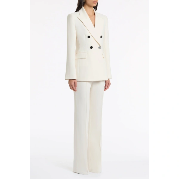 Carla Zampatti Ivory Crepe Pintuck Flared Pant | Tailored pants | Coveti