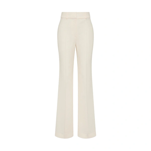 Ivory Crepe Pintuck Flared Pant