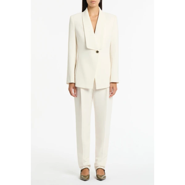 Carla Zampatti Ivory Crepe Shawl Collar Jacket | Blazers | Coveti