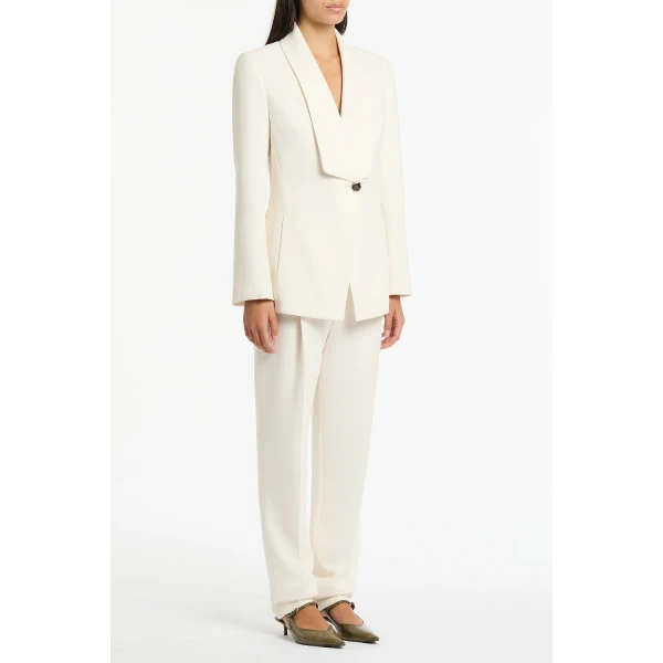 Carla Zampatti Ivory Crepe Shawl Collar Jacket | Blazers | Coveti