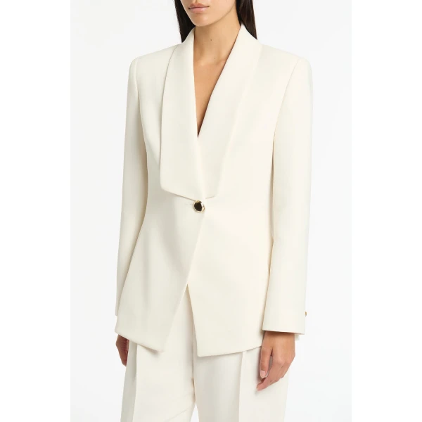 Carla Zampatti Ivory Crepe Shawl Collar Jacket | Blazers | Coveti