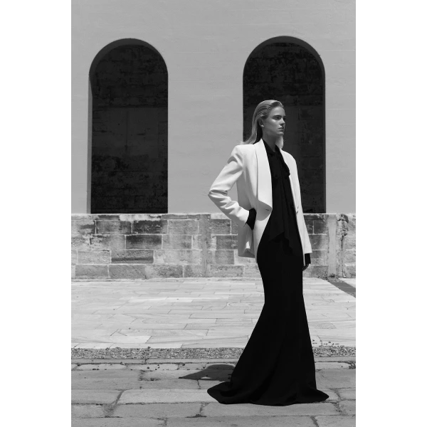 Carla Zampatti Ivory Crepe Shawl Collar Jacket | Blazers | Coveti
