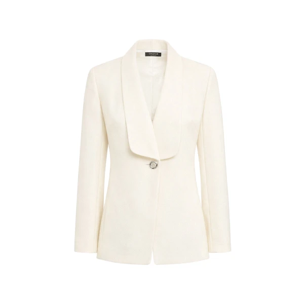 Ivory Crepe Shawl Collar Jacket