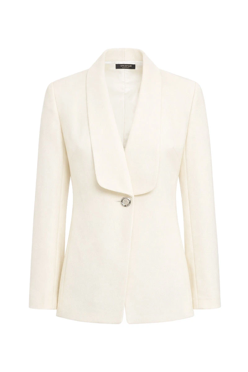 Carla Zampatti Ivory Crepe Shawl Collar Jacket Carla Zampatti Ivory Crepe Shawl Collar Jacket | Blazers | Coveti