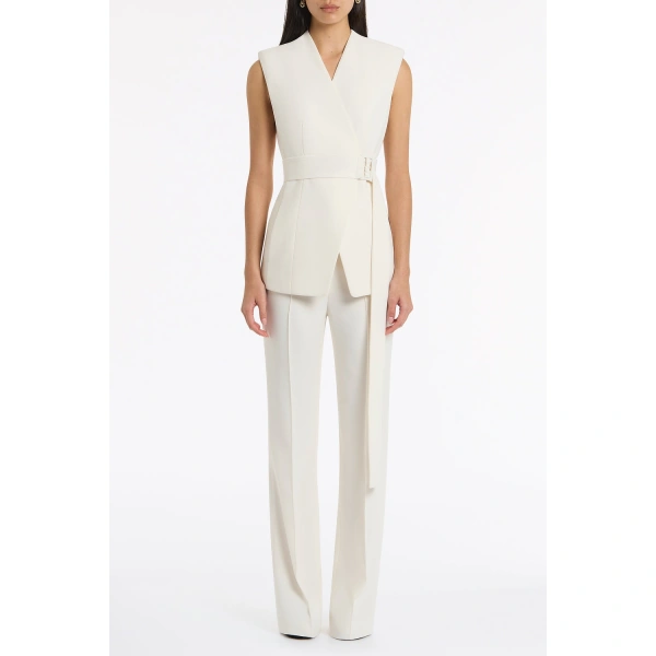 Carla Zampatti Ivory Crepe Vest | Vests & Gilets | Coveti