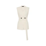 Carla Zampatti Ivory Crepe Vest | Vests & Gilets | Coveti