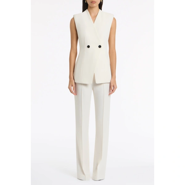 Carla Zampatti Ivory Crepe Vest | Vests & Gilets | Coveti