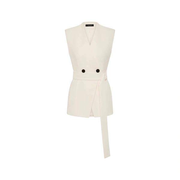 Carla Zampatti Ivory Crepe Vest | Vests & Gilets | Coveti