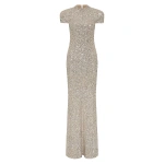 Carla Zampatti Ivory Crushed Sequin Raglan Sleeve Gown | Evening Gowns | Coveti