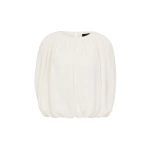 Carla Zampatti Ivory Georgette Gathered Capelet Top | Blouse | Coveti
