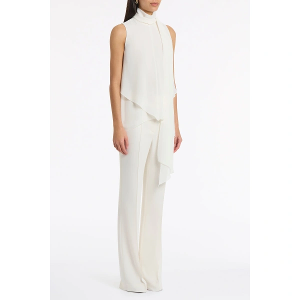 Carla Zampatti Ivory Georgette Tie Top | Blouse | Coveti