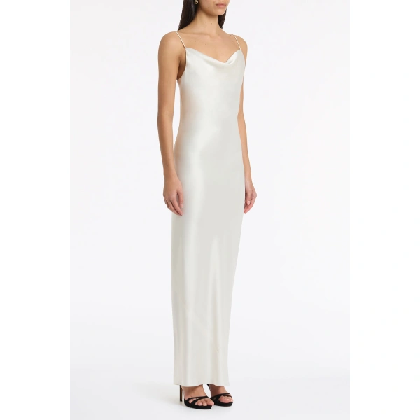 Carla Zampatti Ivory Satin Acetate Cowl Front Slip Gown | Evening Gowns | Coveti