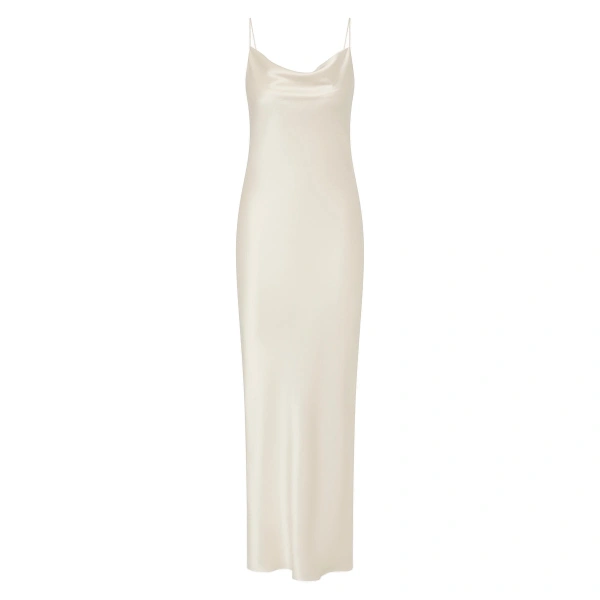 Ivory Satin Acetate Cowl Front Slip Gown