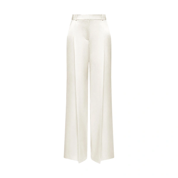Ivory Satin Acetate Deep Pleat Pant