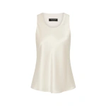 Carla Zampatti Ivory Satin Acetate Racer Tank | Sleeveless & Tank Tops | Coveti