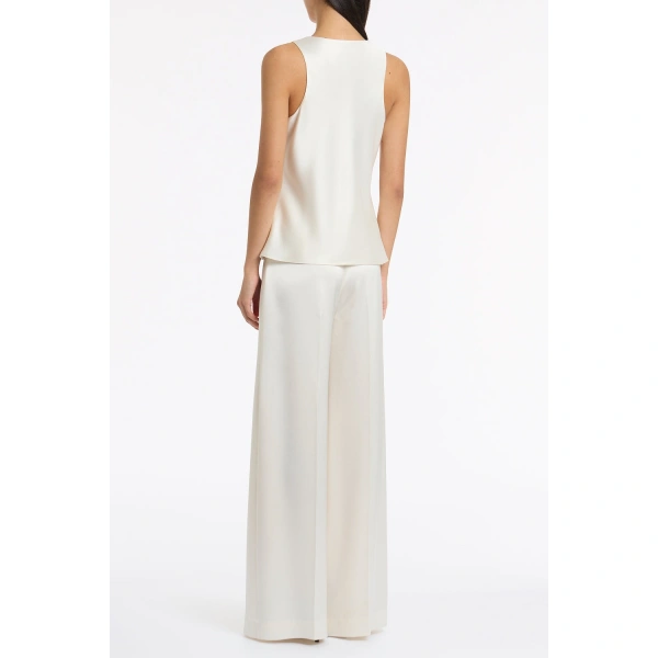 Carla Zampatti Ivory Satin Acetate Racer Tank | Sleeveless & Tank Tops | Coveti